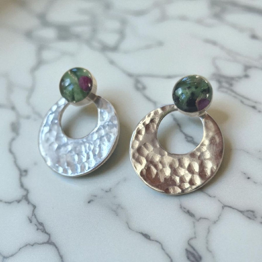 Top Back aros intercambiables PEQUEÑOS top zoisita y Back infinito plata 950