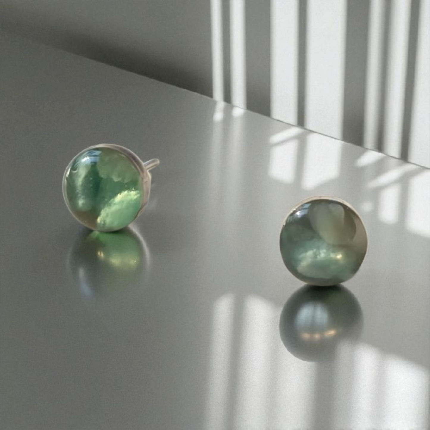 Top Back aros intercambiables PEQUEÑOS Top Amazonita y Back medio circulo plata 950