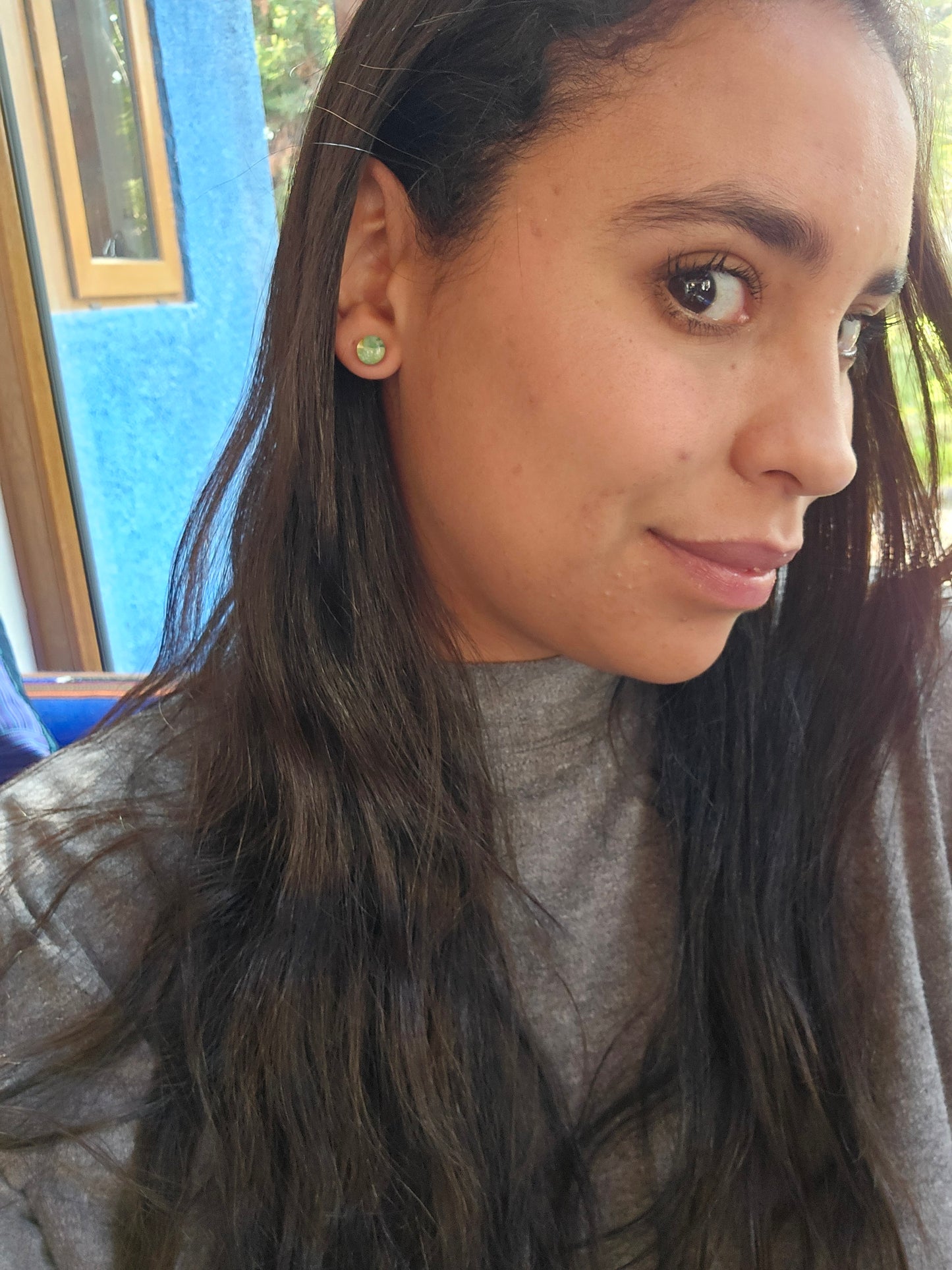 Top Back aros intercambiables PEQUEÑOS Top Amazonita y Back medio circulo plata 950