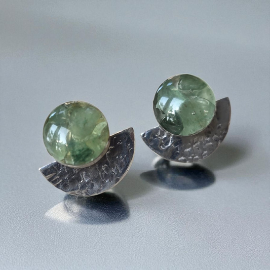 Top Back aros intercambiables PEQUEÑOS Top Jade, Back medio circulo de plata 950