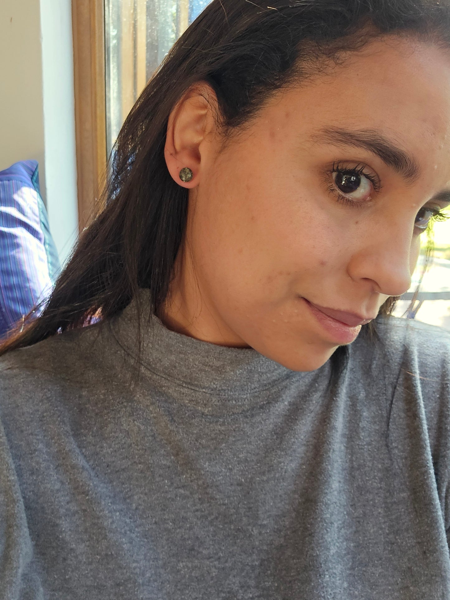 Top Back aros intercambiables GRANDES Top pequeño Pirita, Back Planetas de plata 950