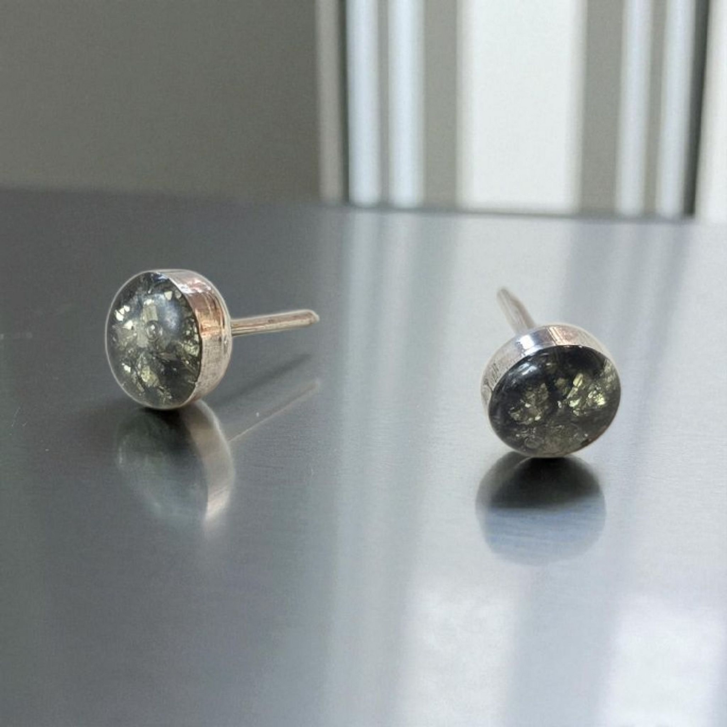 Top Back aros intercambiables GRANDES Top pequeño Pirita, Back Planetas de plata 950