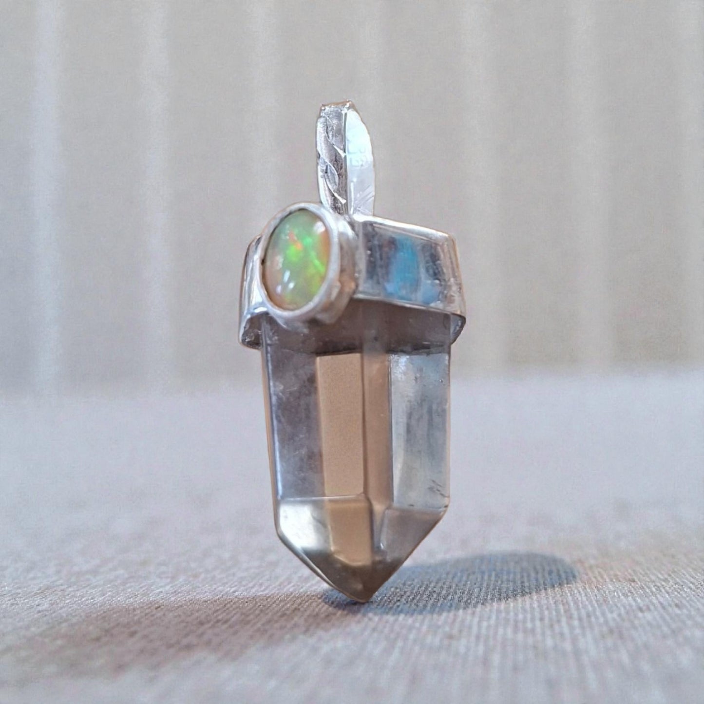 Colgante Punta ópalo y cuarzo ahumado  plata 950