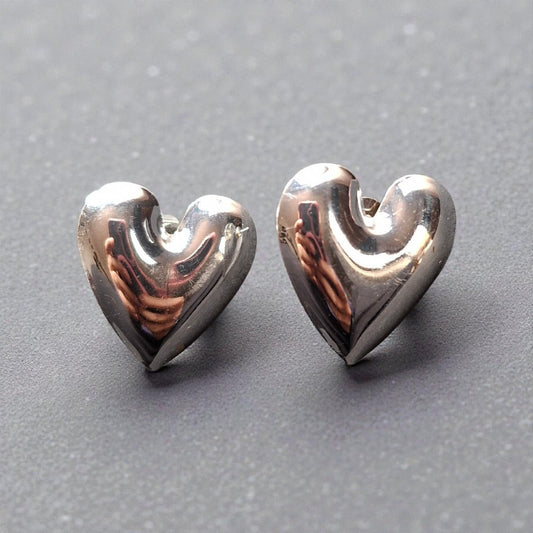 Aros corazón bañados en plata