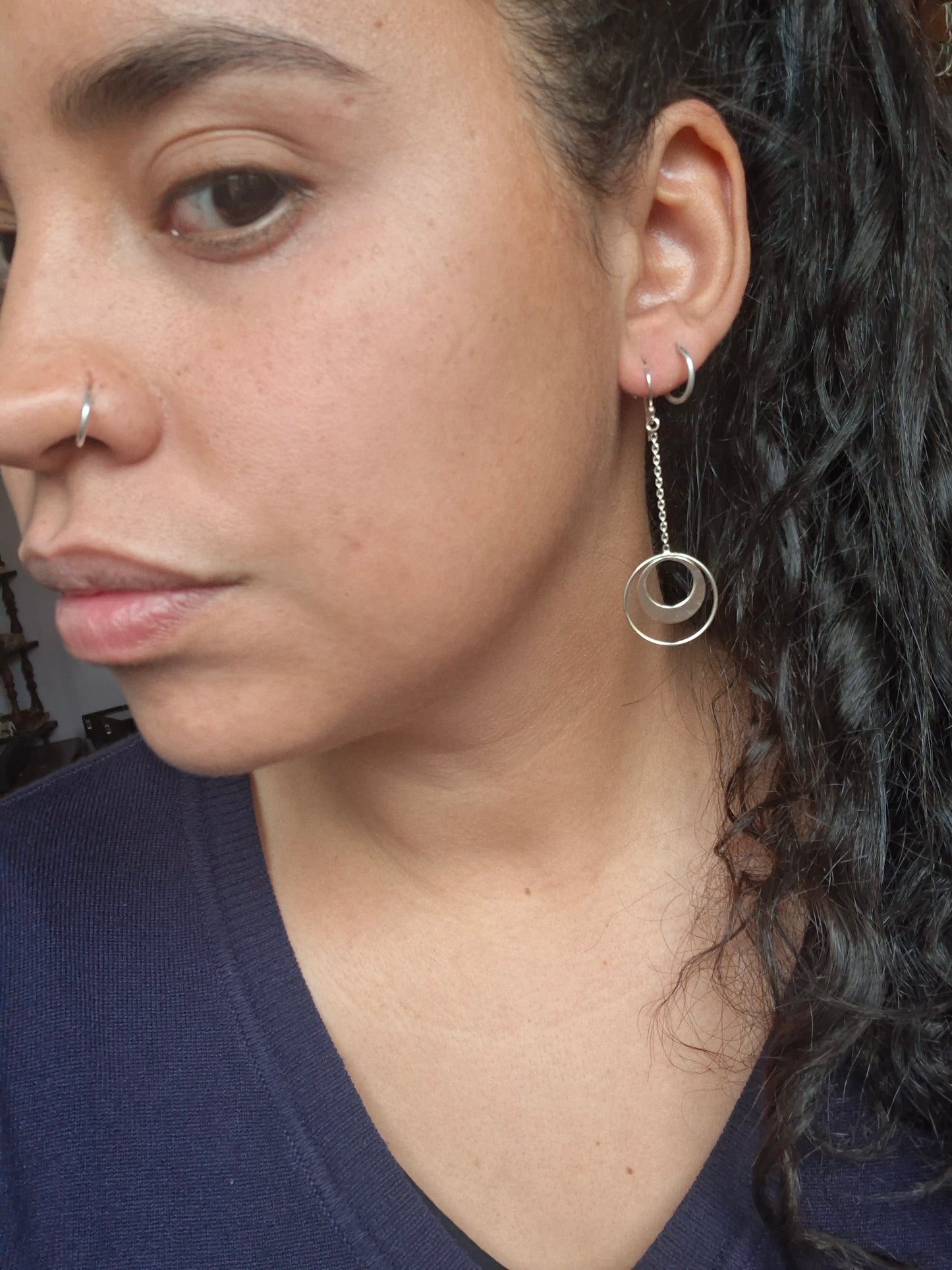 Aros Cadena Circulos Plata