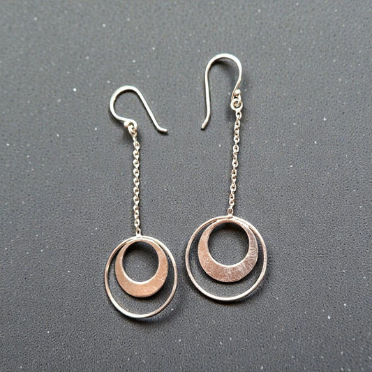 Aros Cadena Circulos Plata