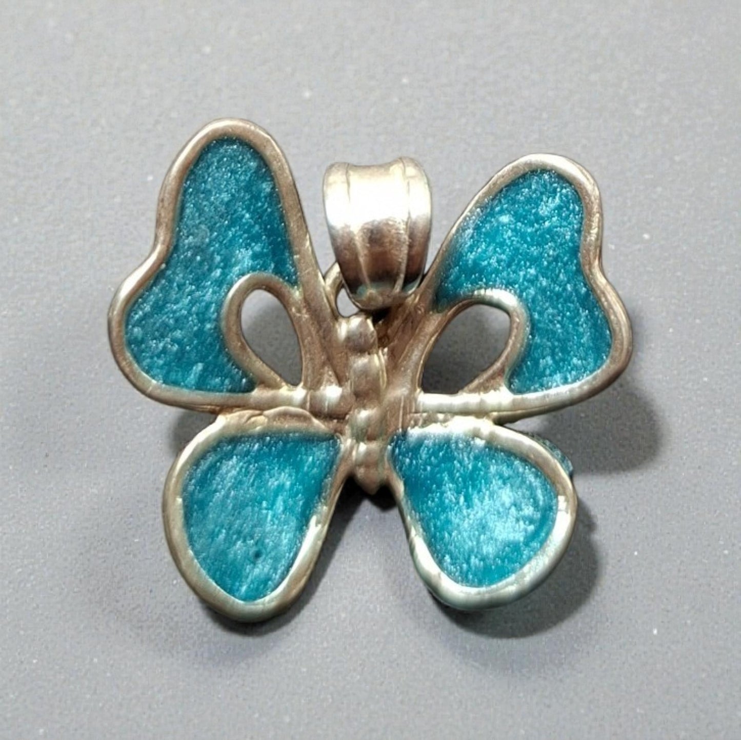 Colgante Mariposa Resina Azul plata 980