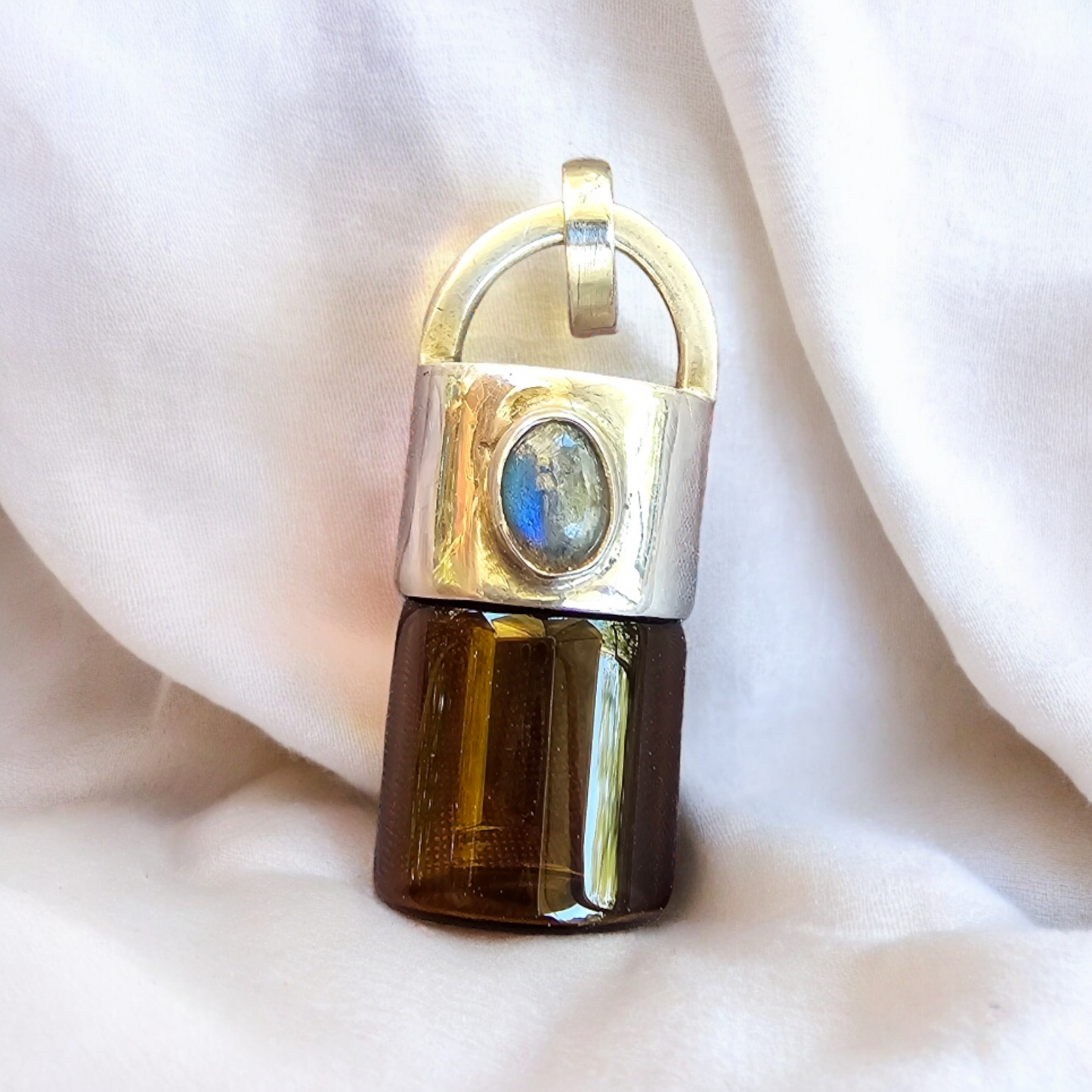 Colgante Botellita de Labradorita y plata 950