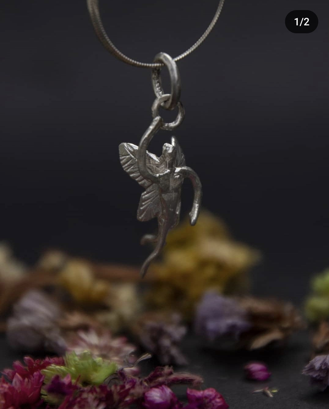 Colgante de hada Isabel plata 950 mano abajo
