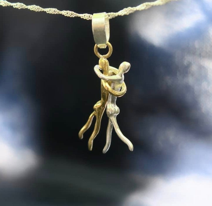 Colgante Enamorados plata y bronce 950